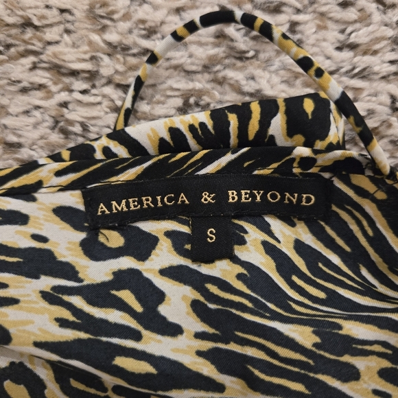 AMERICA & BEYOND Leopard Print Maxi Dress / Coverup With Stretch Waist Size Smal - Picture 15 of 15